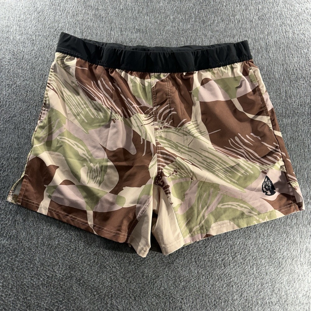 TacHuntFish Shorts Mens XXL Brown Camo Rhodesian Brushstroke Tactical Training